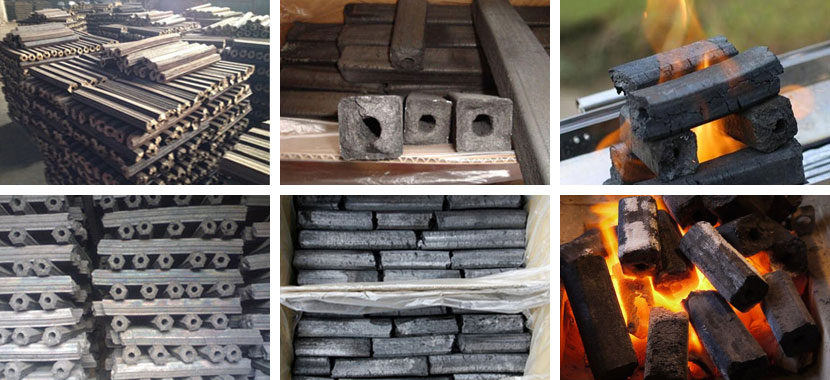 machine-made barbecue briquettes