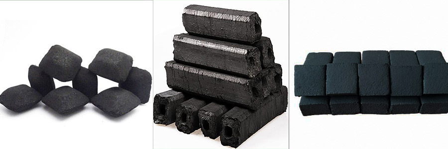 finished charcoal briquettes