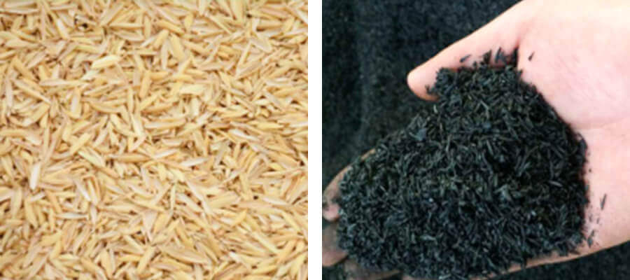 biomass material to carbonized material