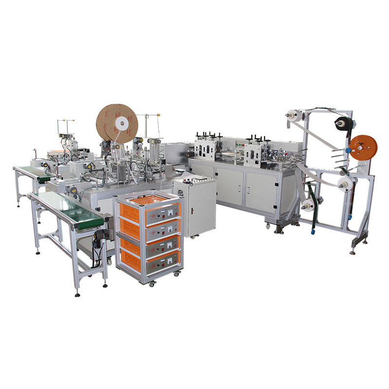 Full-automatic flat disposable mask production line